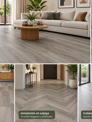 Piso SPC 5 mm Gris Madera con Sistema Click