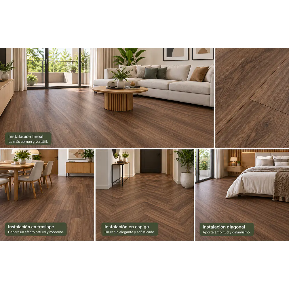 Piso SPC 5 mm Marron Madera con Sistema Click 1