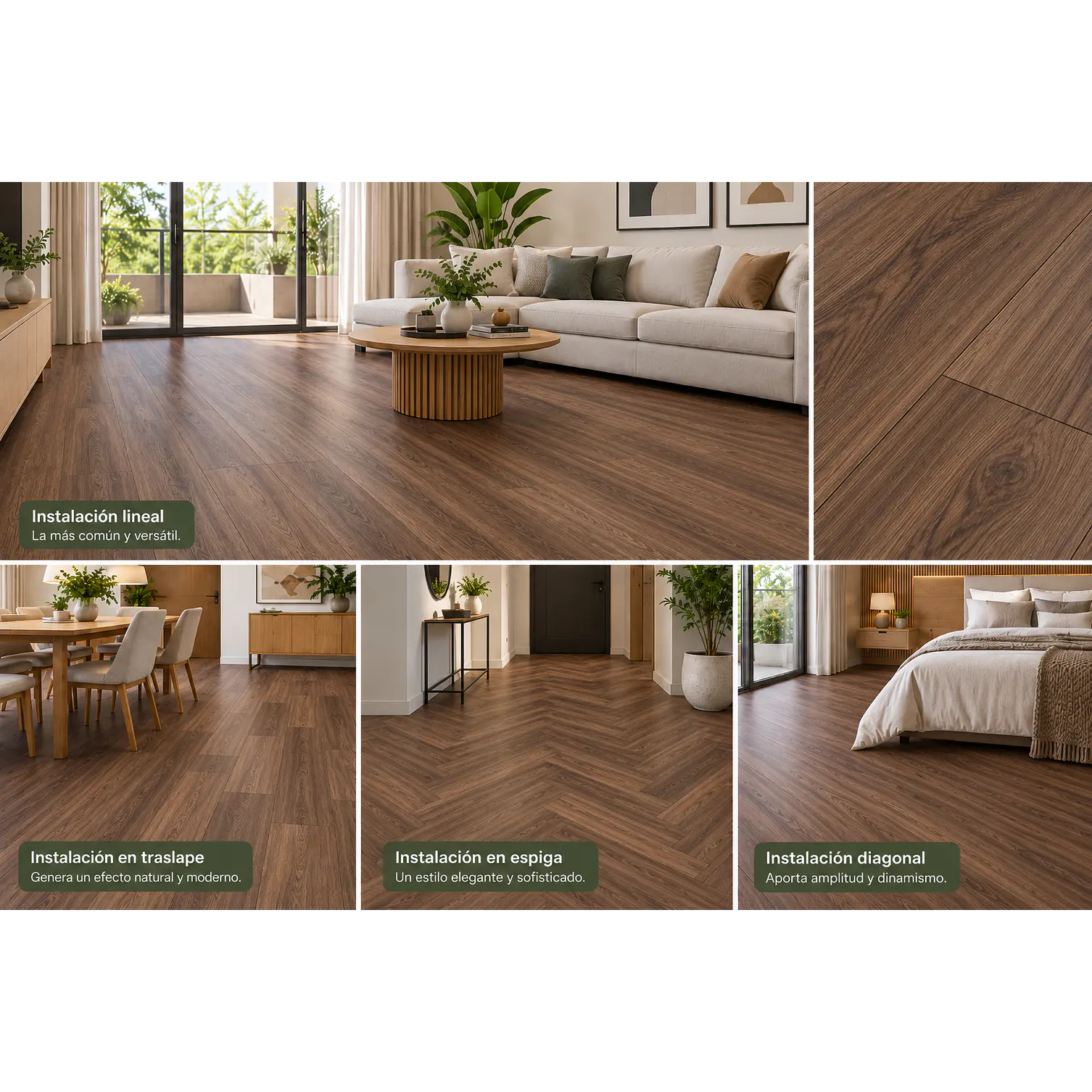 Piso SPC 5 mm Marron Madera con Sistema Click 1