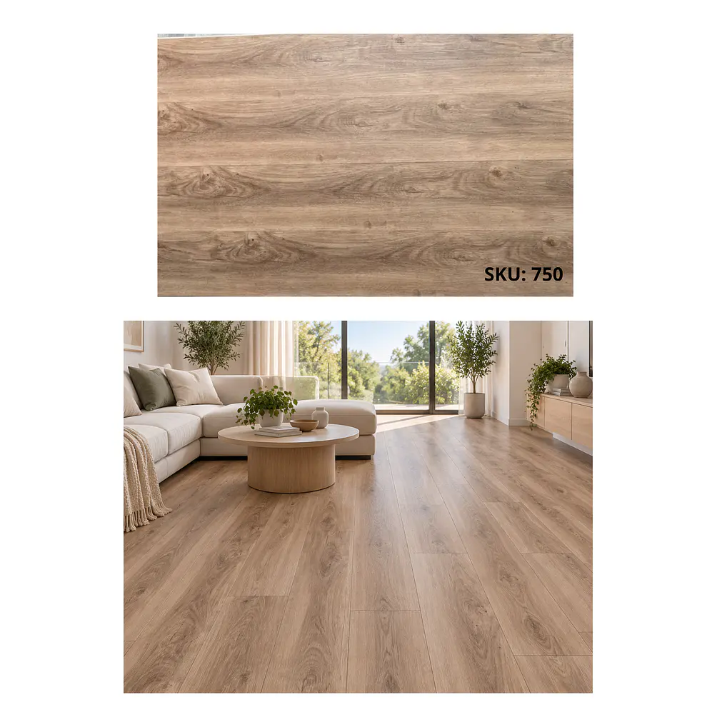 Piso SPC 5 mm Roble Café Beige con Sistema Click 1