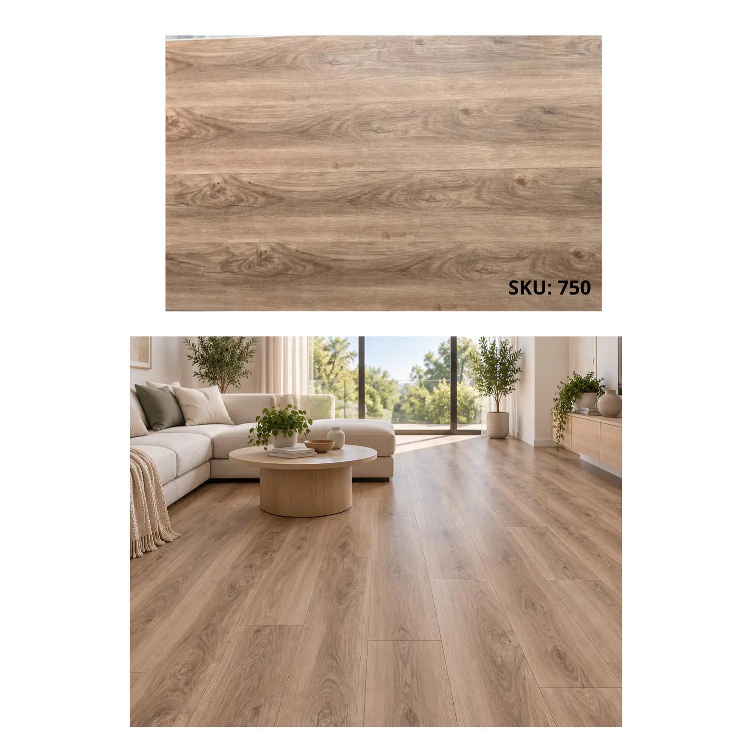 Piso SPC 5 mm Roble Café Beige con Sistema Click 1