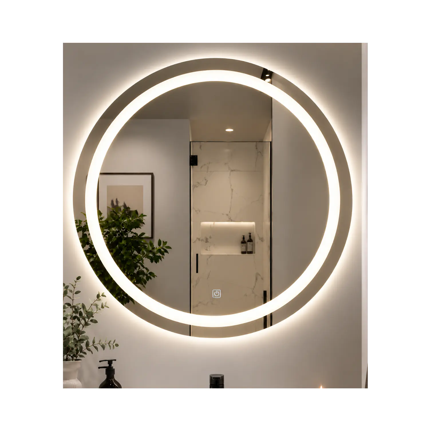 Espejo LED Redondo Sin Marco 80 cm 1