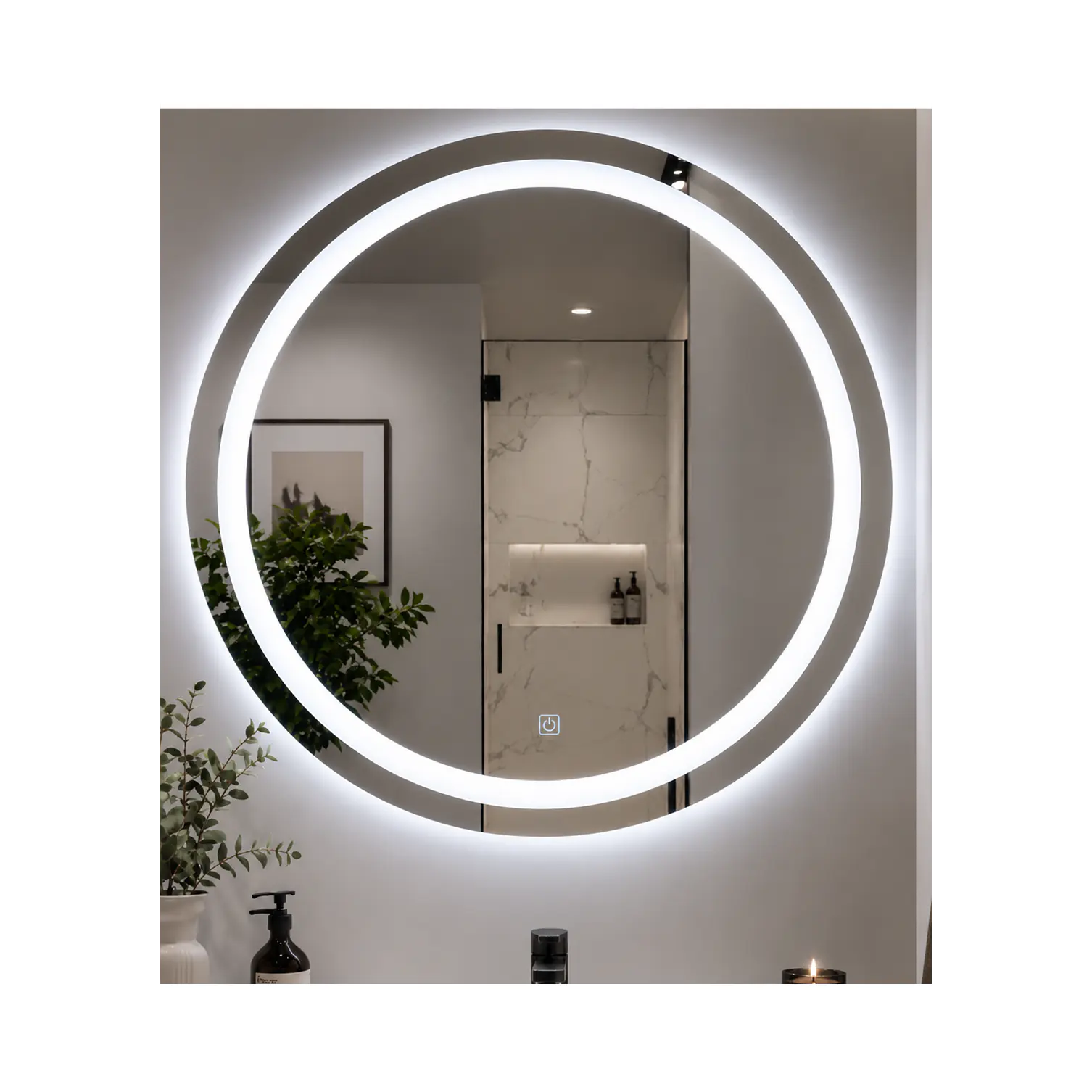 Espejo LED Redondo Sin Marco 80 cm 2