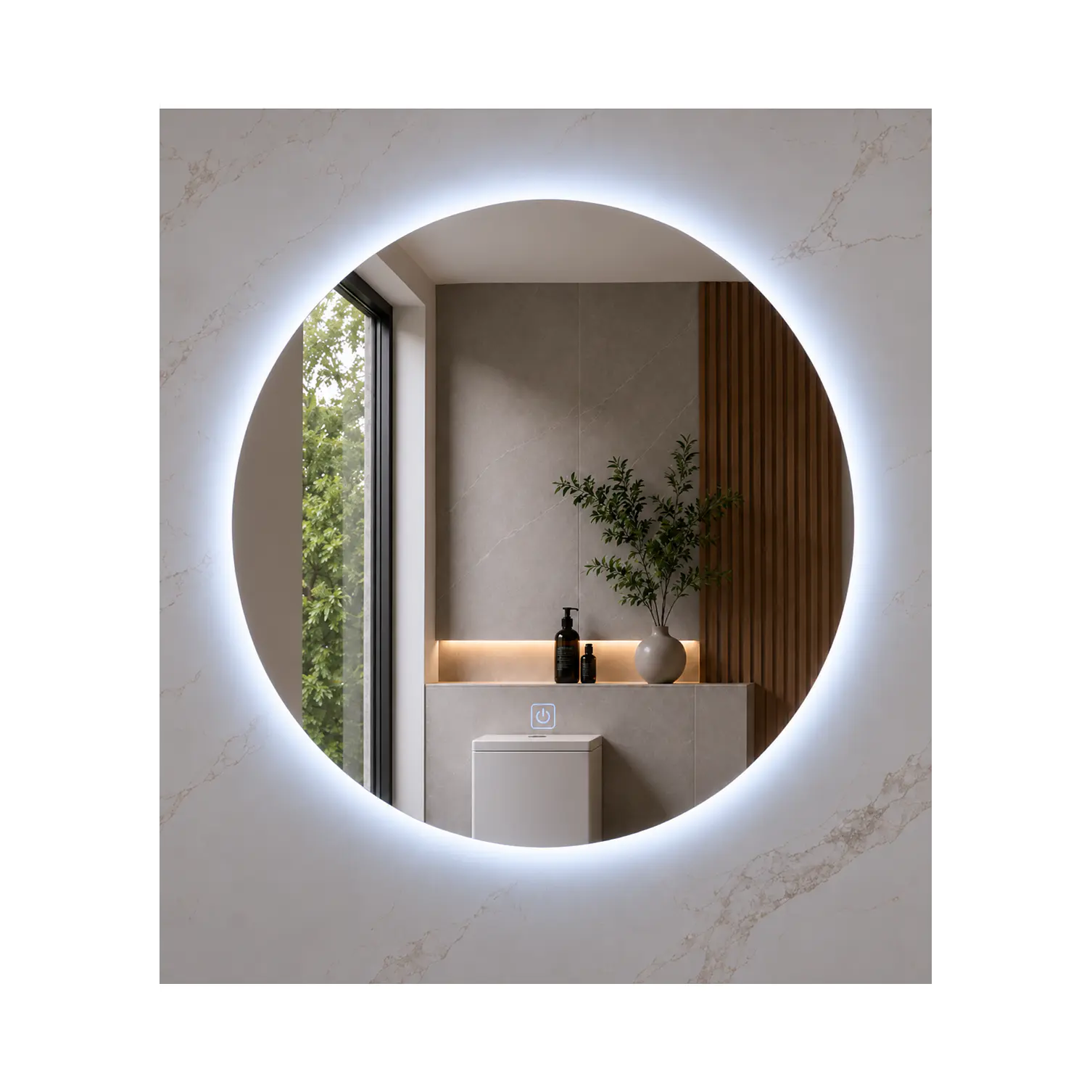 Espejo LED Redondo Sin Marco 80 cm 2