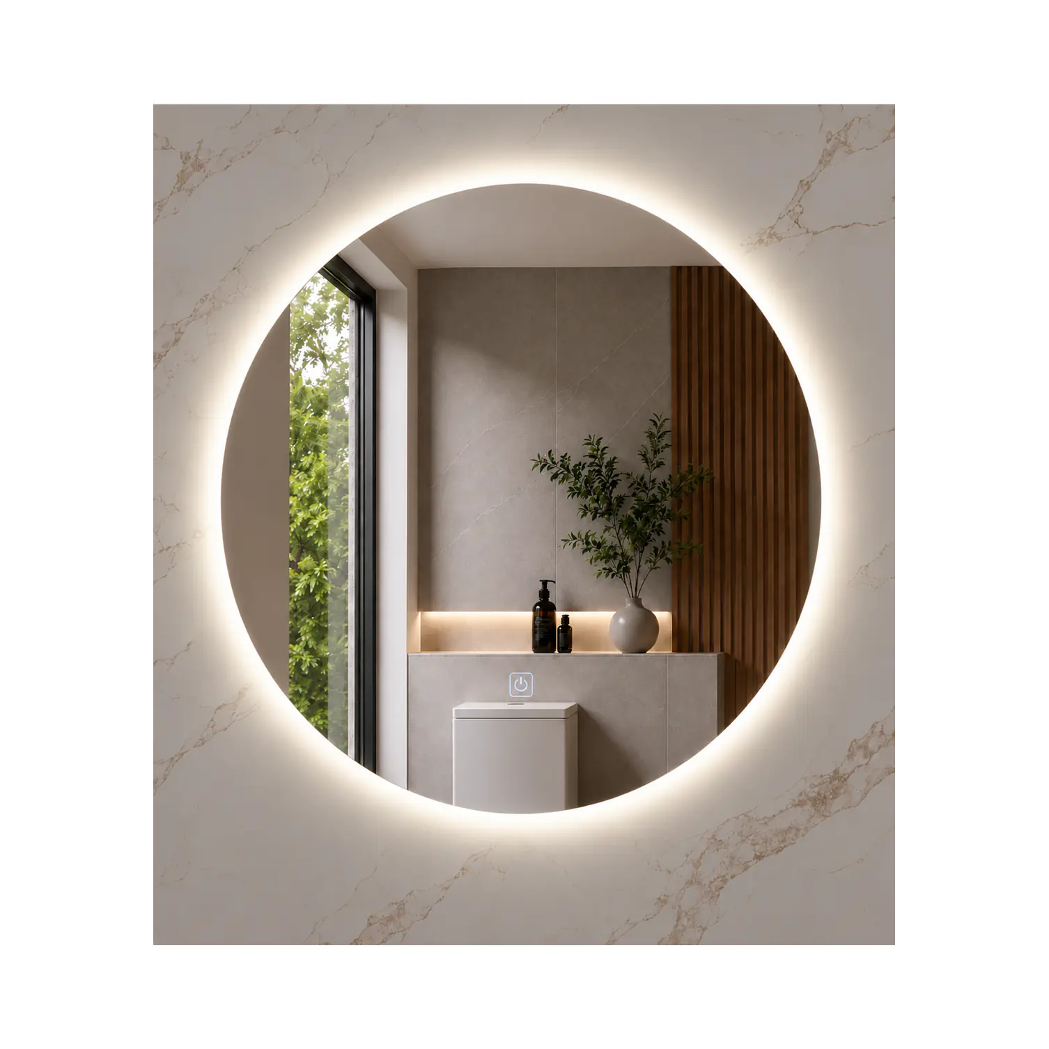 Espejo LED Redondo Sin Marco 80 cm 3