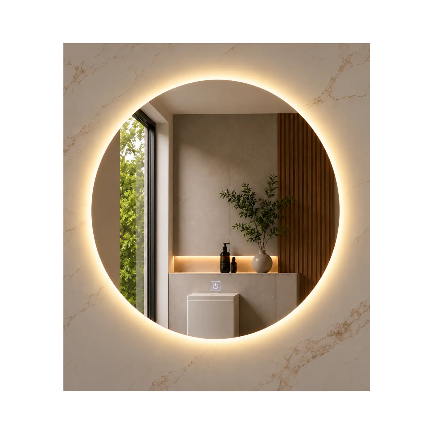 Espejo LED Redondo Sin Marco 80 cm 1