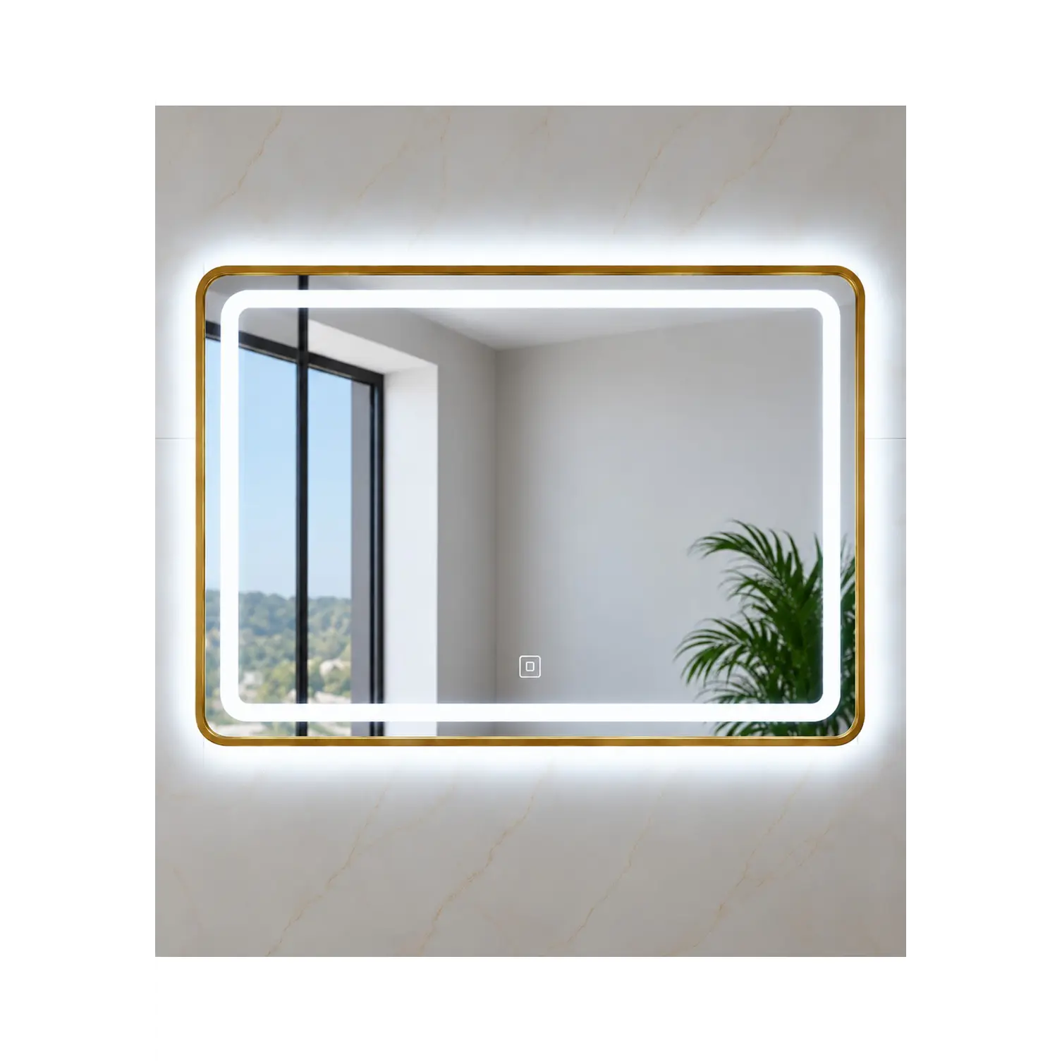 Espejo LED Rectangular Dorado 80x60 cm 1