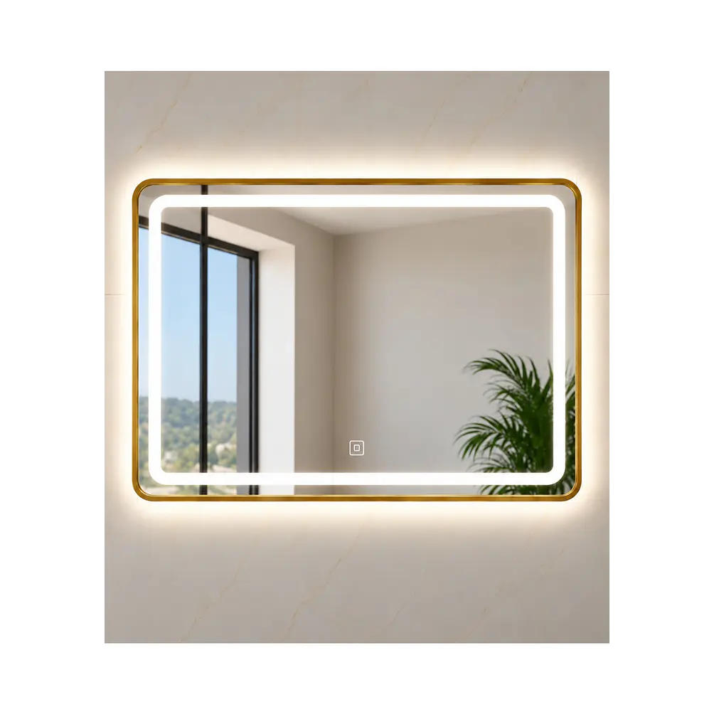 Espejo LED Rectangular Dorado 80x60 cm 3