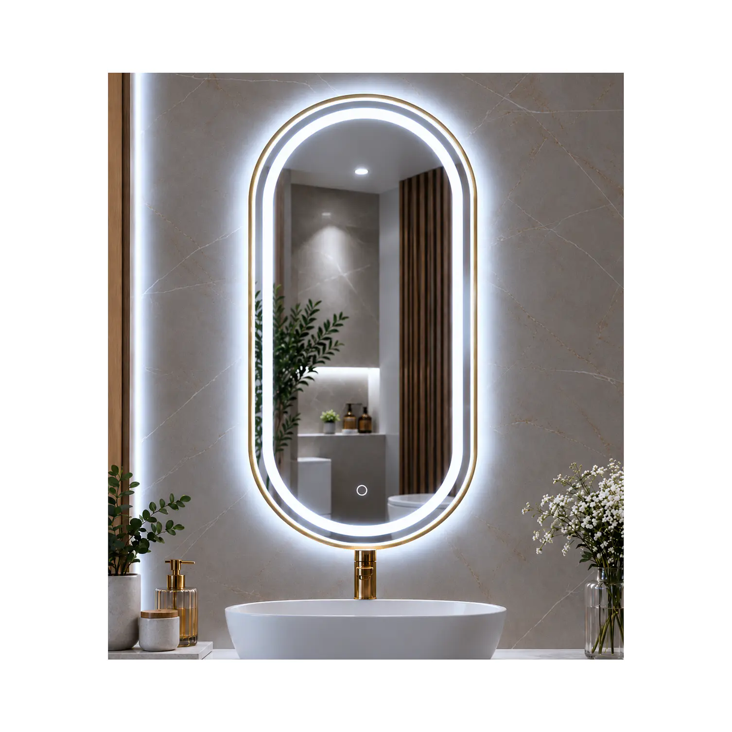 Espejo LED Ovalado Golden 50x100 cm 1