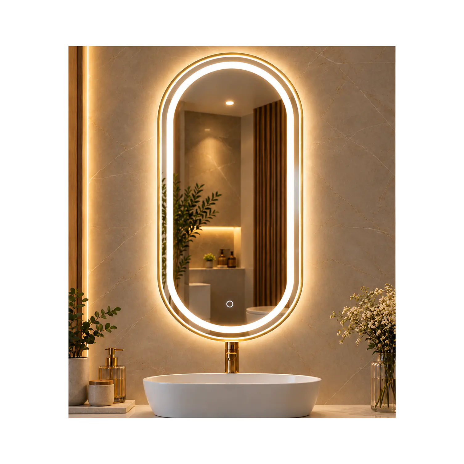 Espejo LED Ovalado Golden 50x100 cm 2
