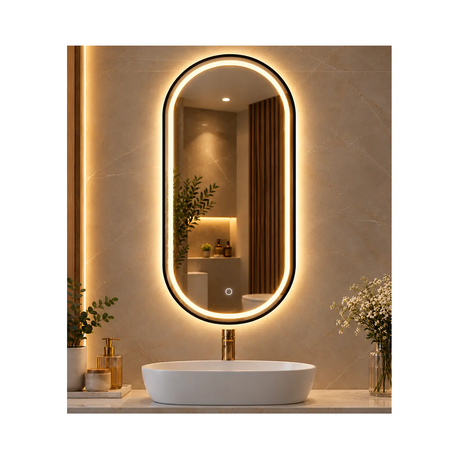 Espejo LED Ovalado Black 50x100 cm 3