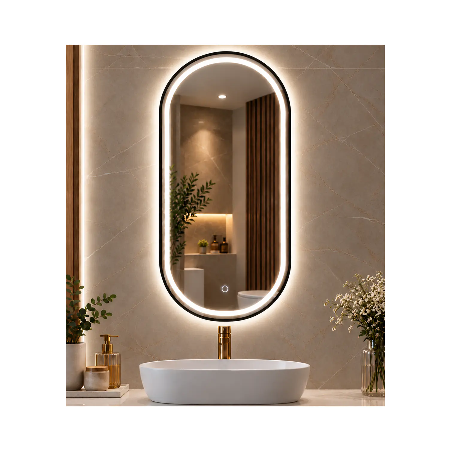 Espejo LED Ovalado Black 50x100 cm 2