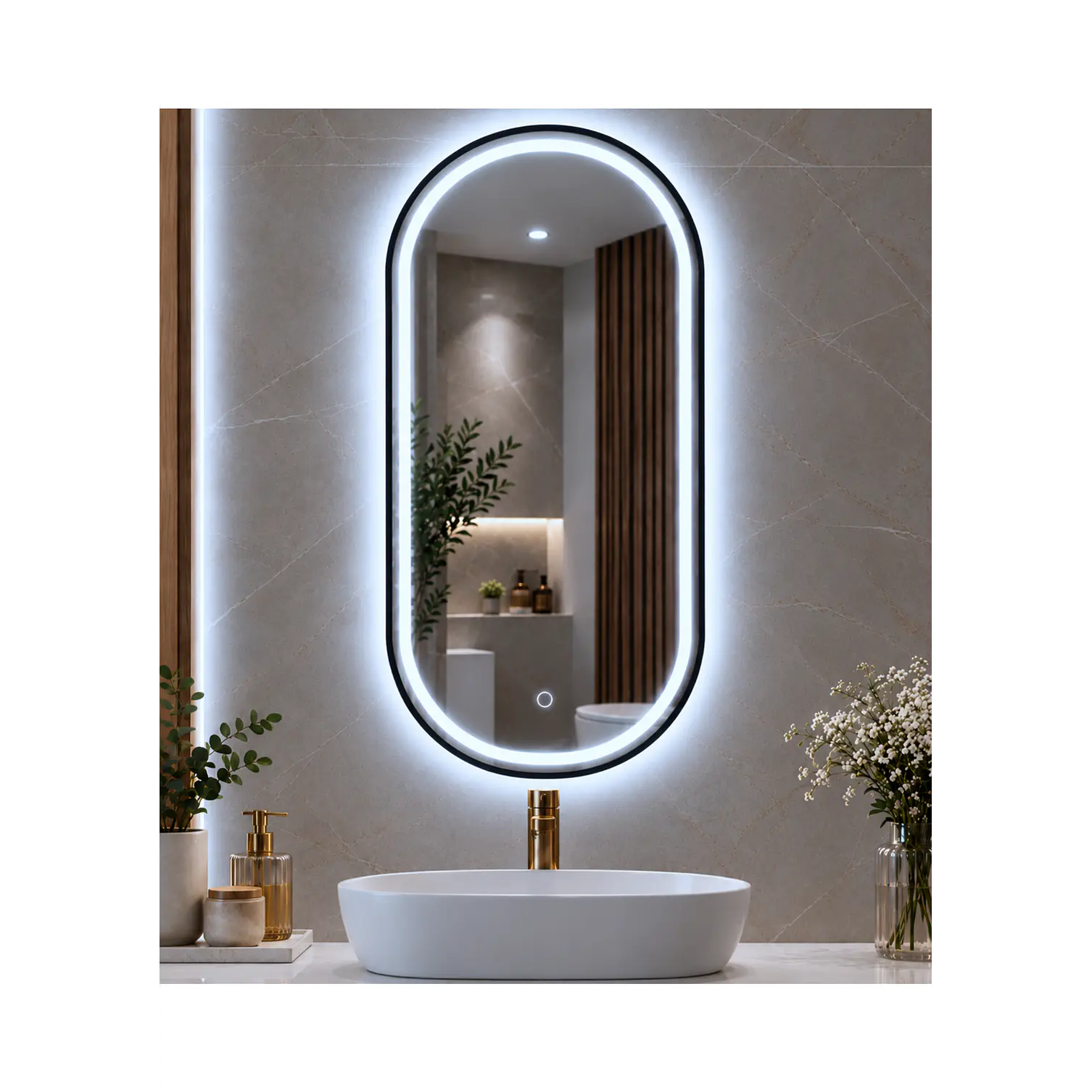 Espejo LED Ovalado Black 50x100 cm 1
