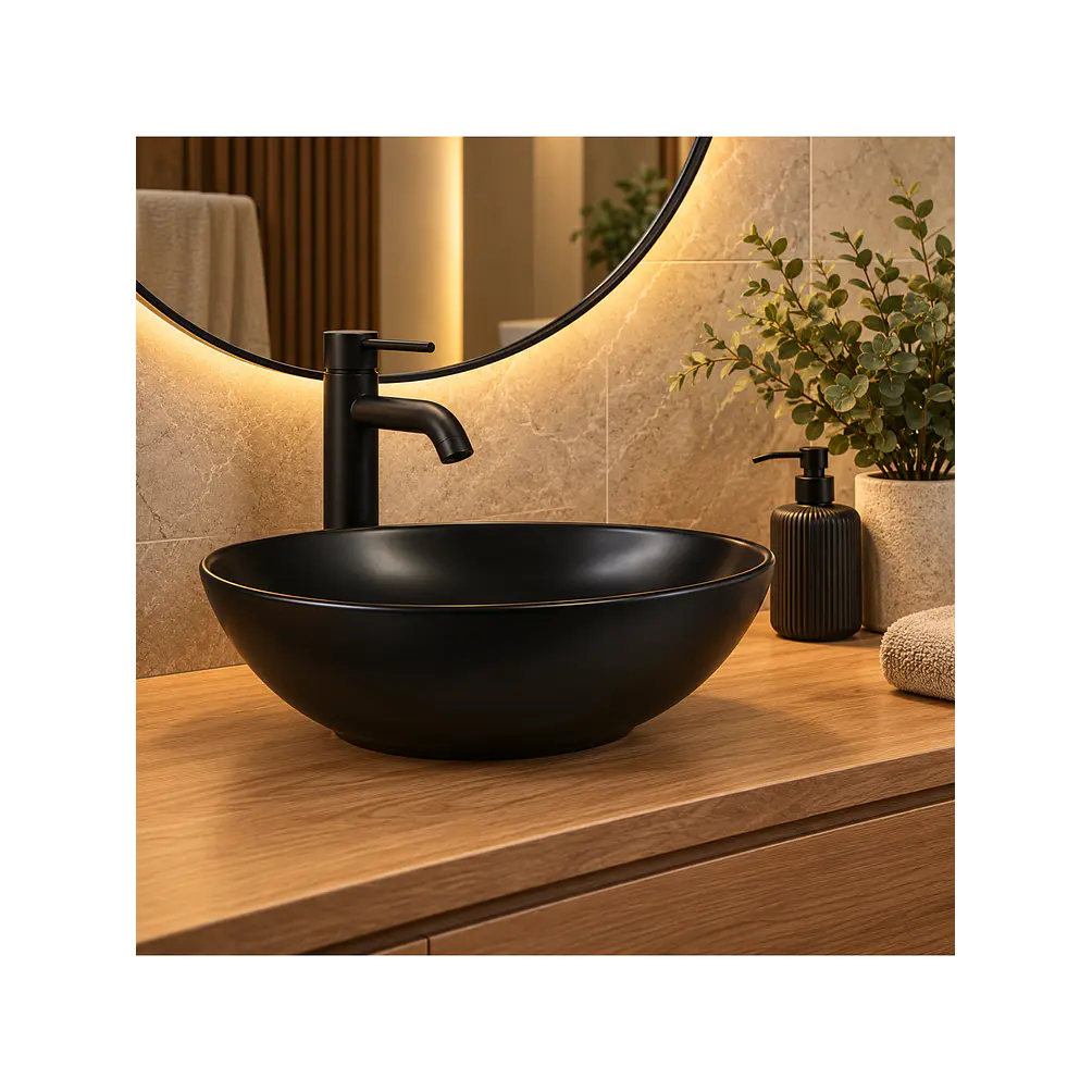  Lavamanos Ceramica Ovalado Negro Mate 1