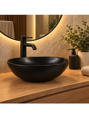  Lavamanos Ceramica Ovalado Negro Mate
