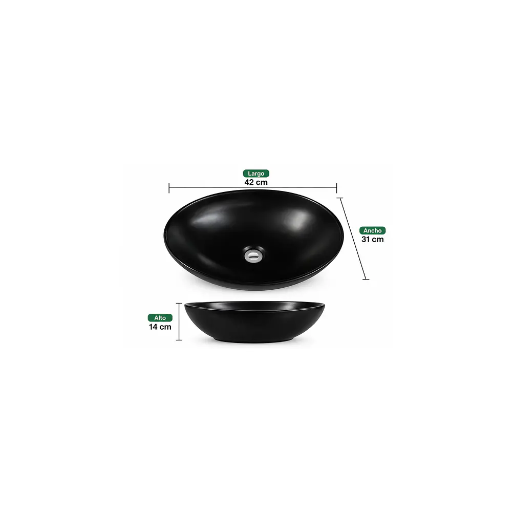  Lavamanos Ceramica Ovalado Negro Mate 2