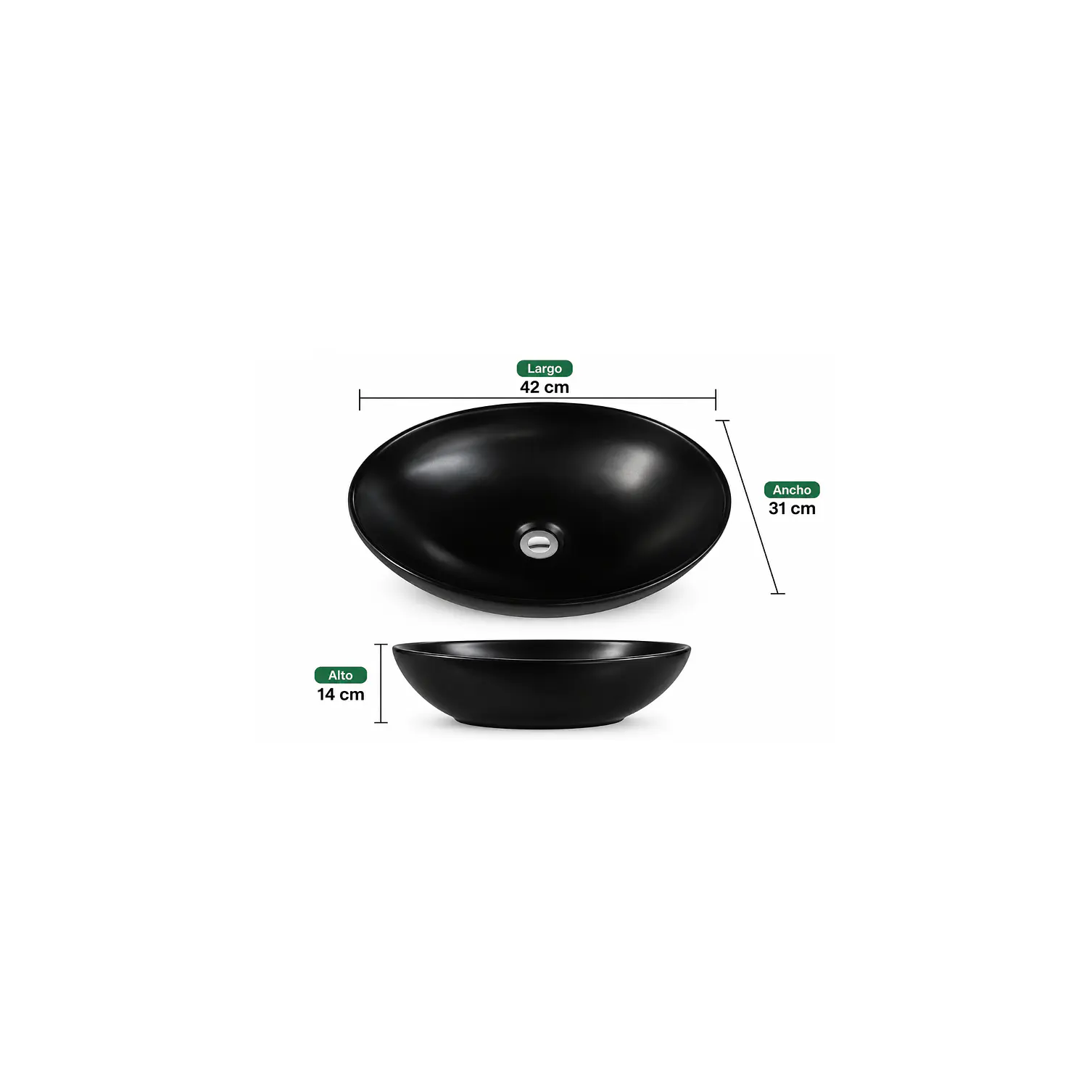  Lavamanos Ceramica Ovalado Negro Mate 2