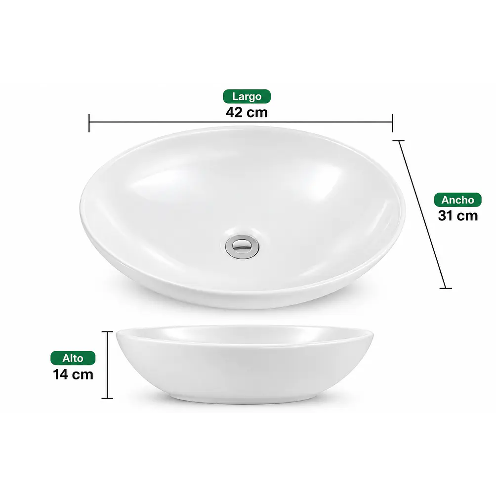 Lavamanos Ceramica Ovalado Blanco  2
