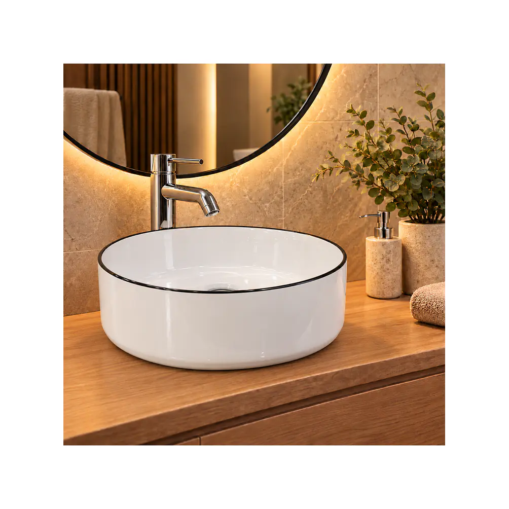 Lavamanos Ceramica Redondo Linea Negra 1