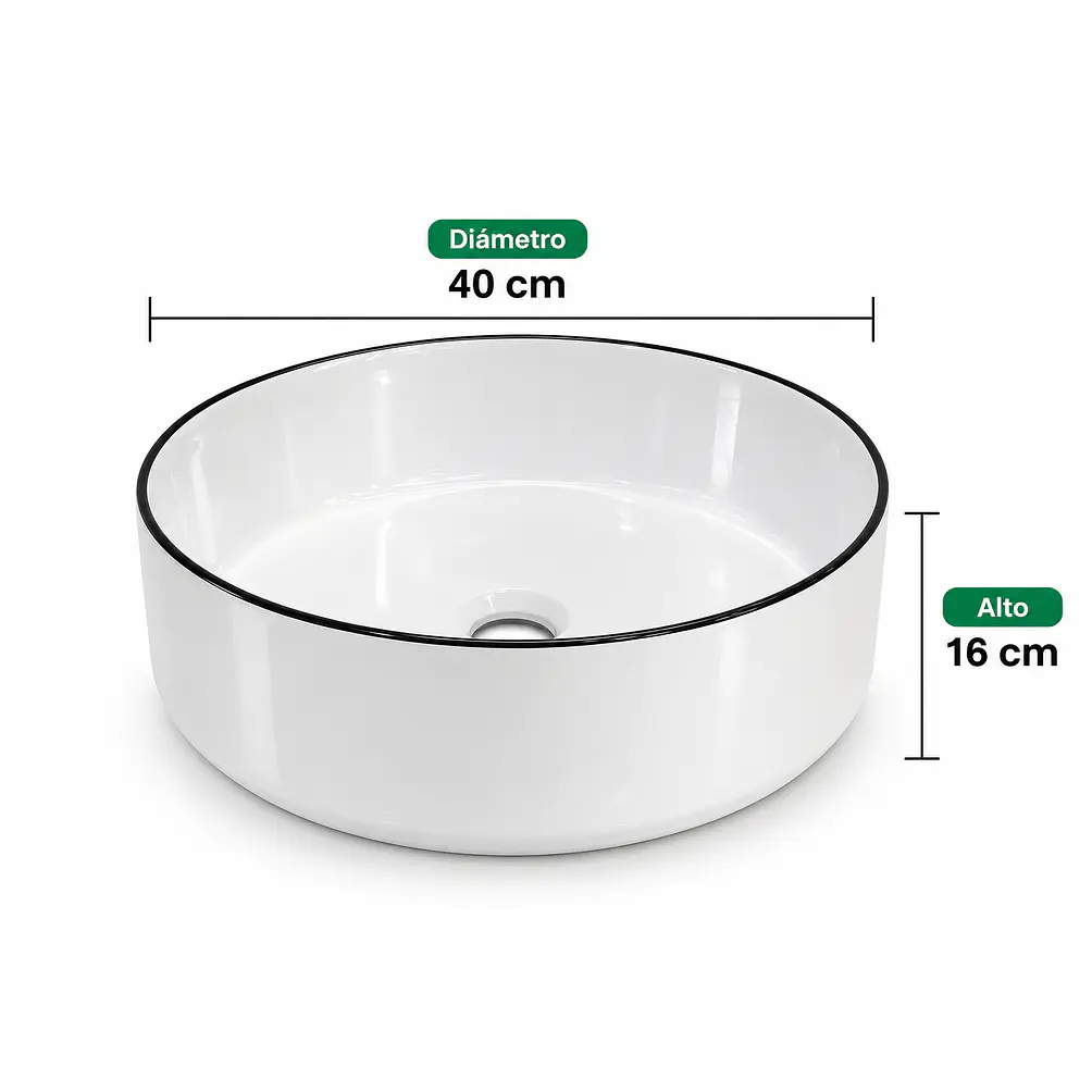 Lavamanos Ceramica Redondo Linea Negra 2