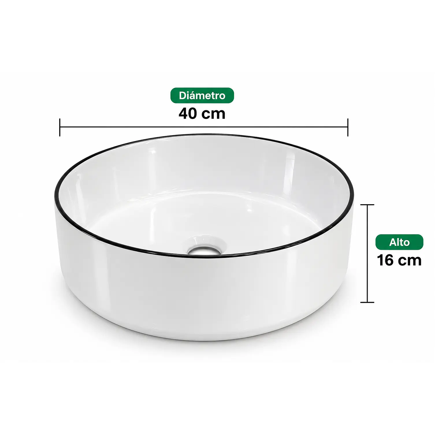 Lavamanos Ceramica Redondo Linea Negra 2