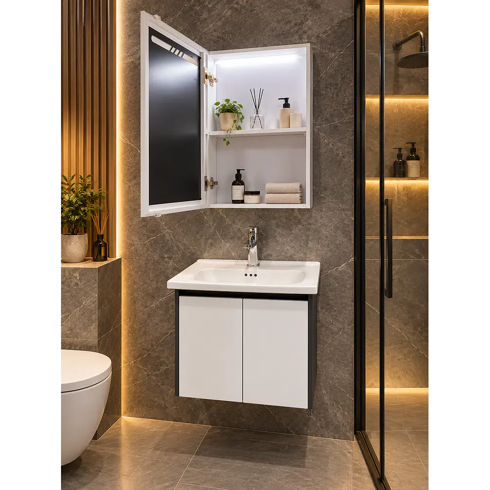 Mueble Vanitorio 50cm BOTIQUIN BLANCO/GRIS 2