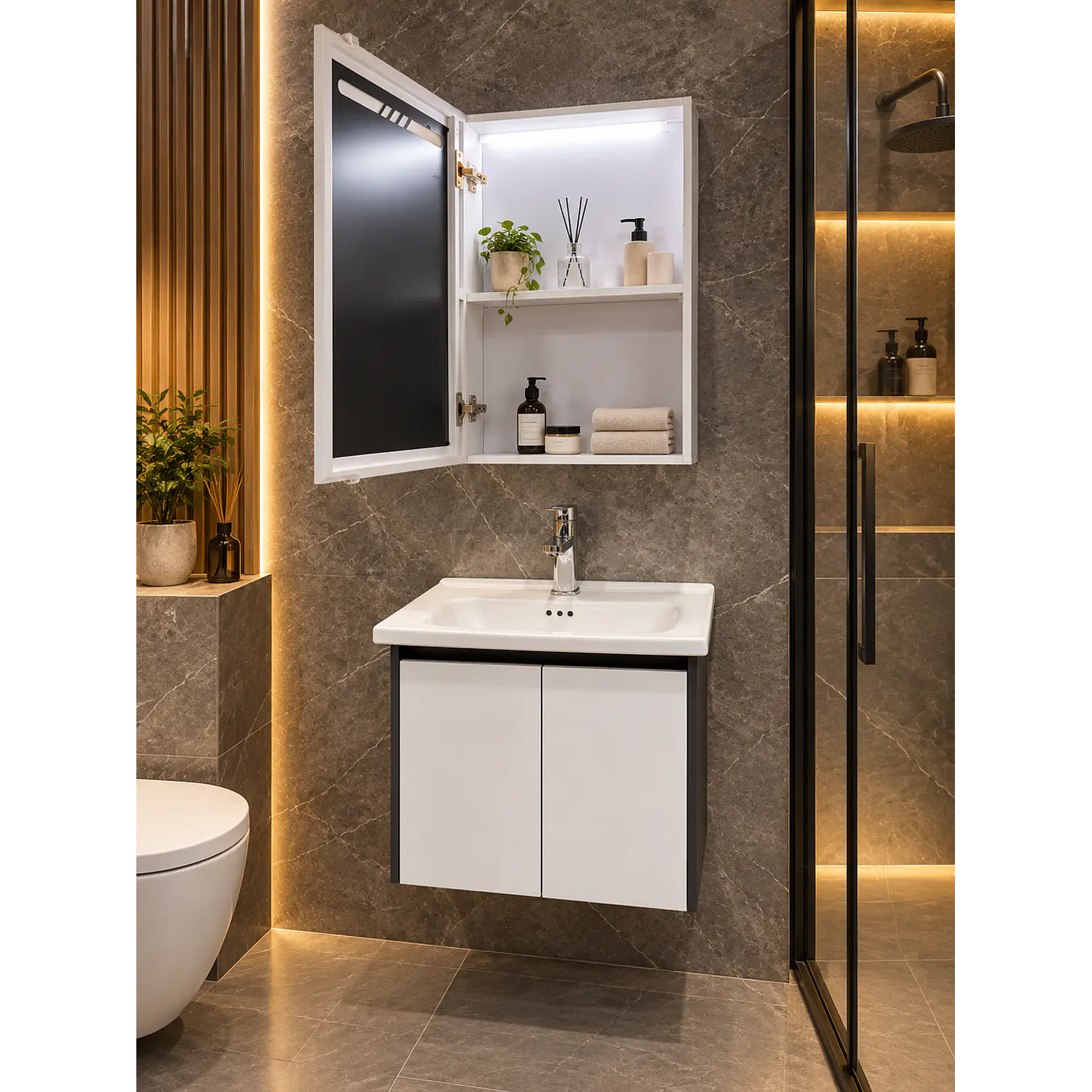 Mueble Vanitorio 50cm BOTIQUIN BLANCO/GRIS 2