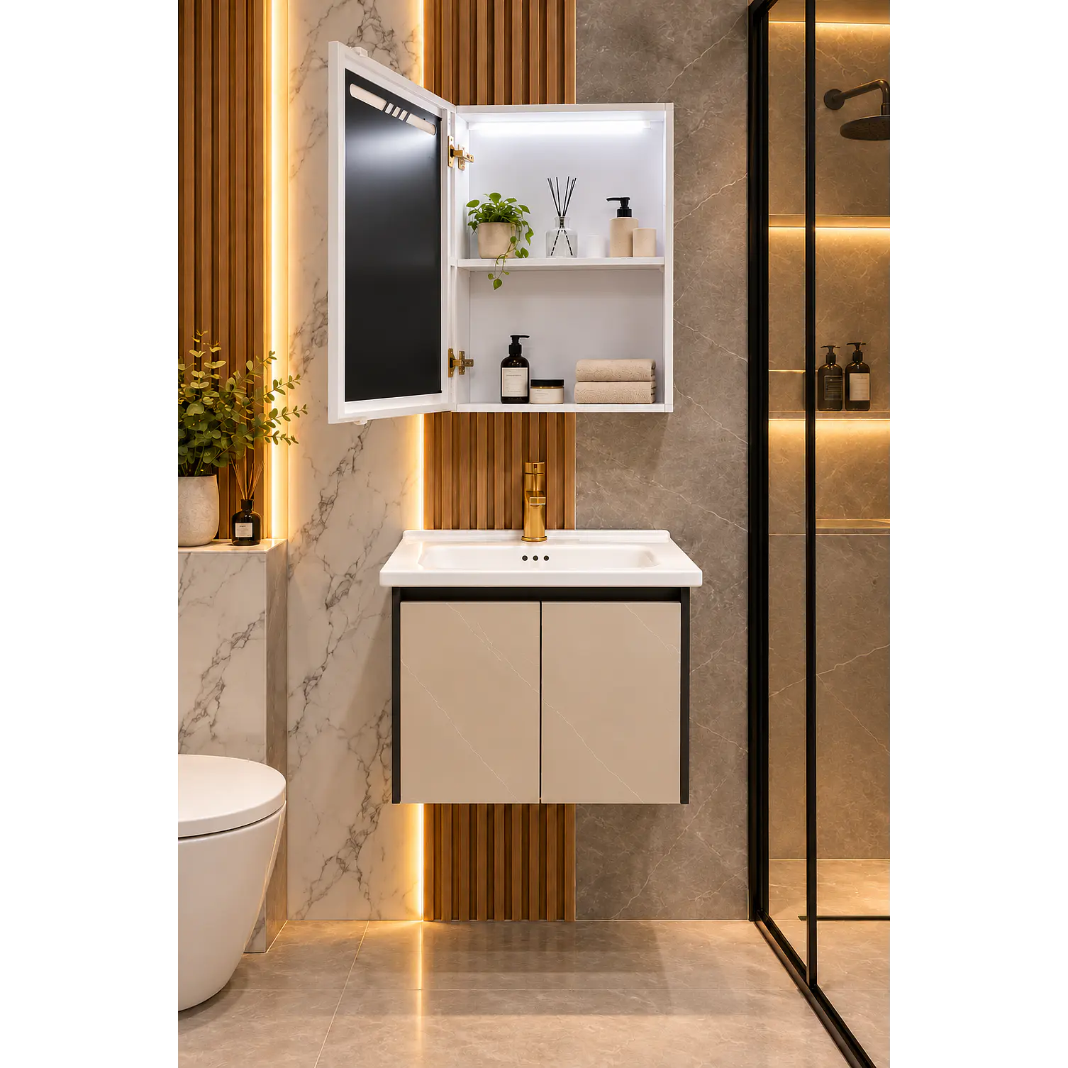 Mueble Vanitorio 50cm BOTIQUIN CAQUI 2