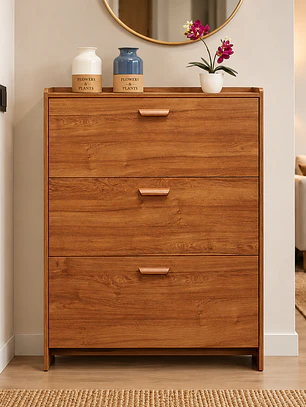 Mueble Zapatero Organizador 3 Niveles diseño Madera