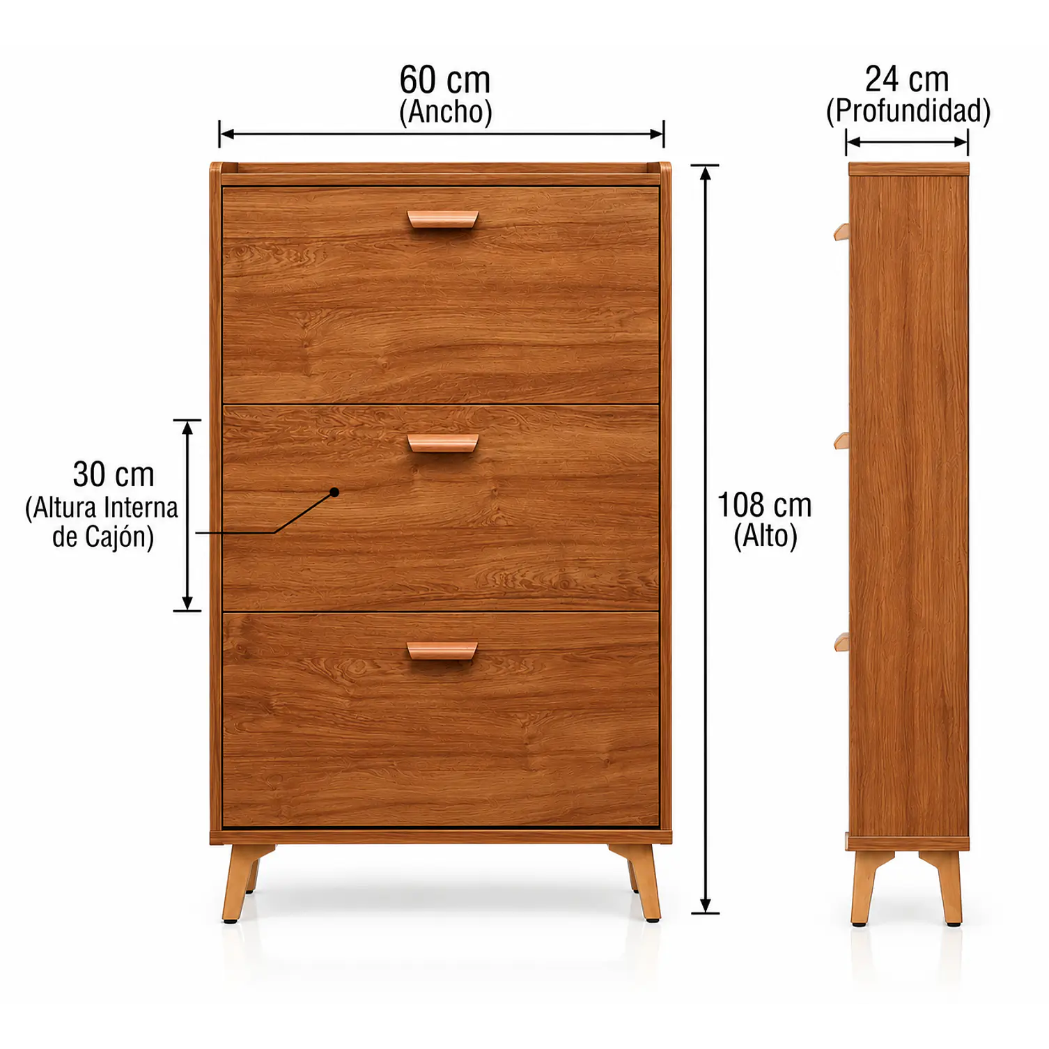 Mueble Zapatero Organizador 3 Niveles diseño Madera 3