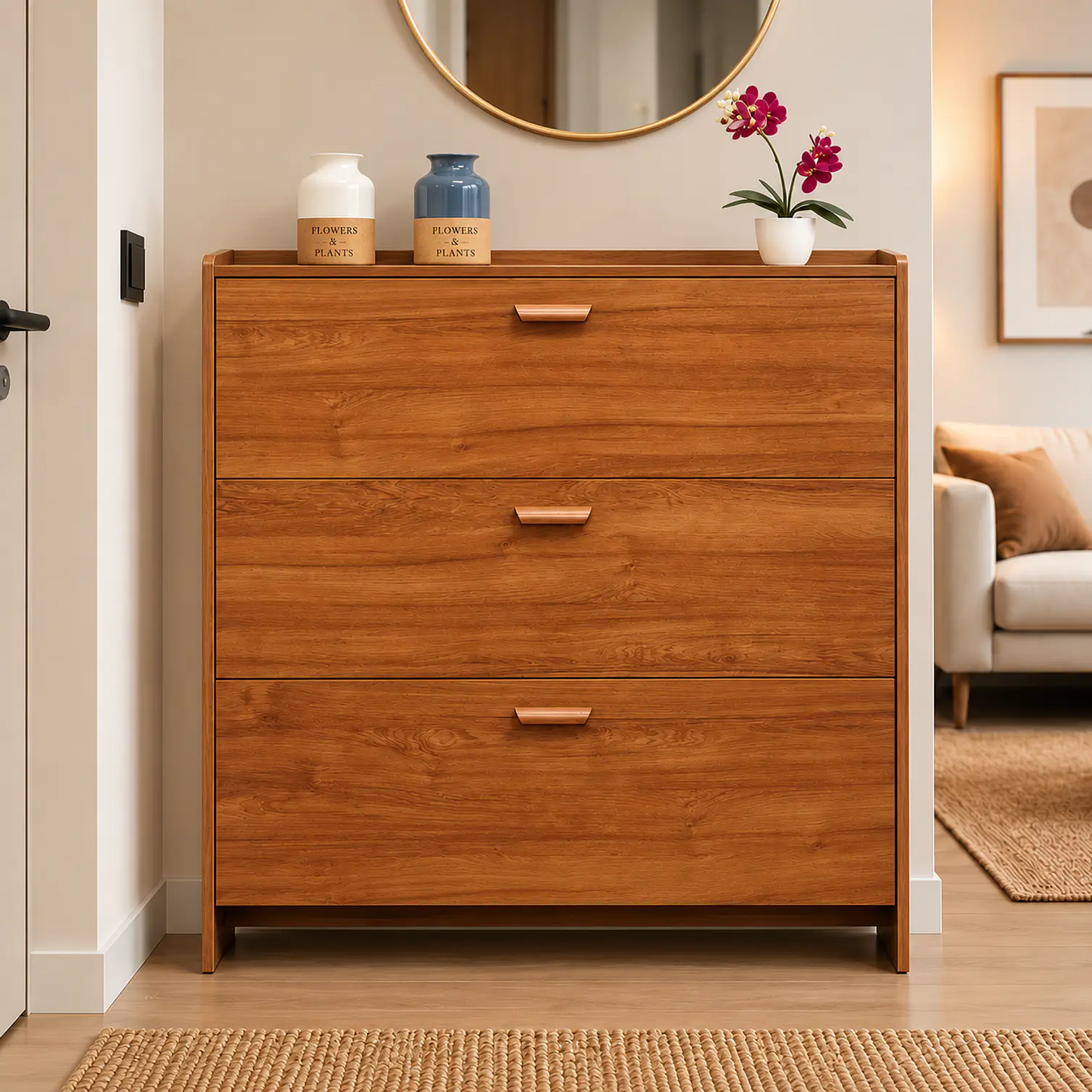 Mueble Zapatero Organizador 3 Niveles diseño Madera 1