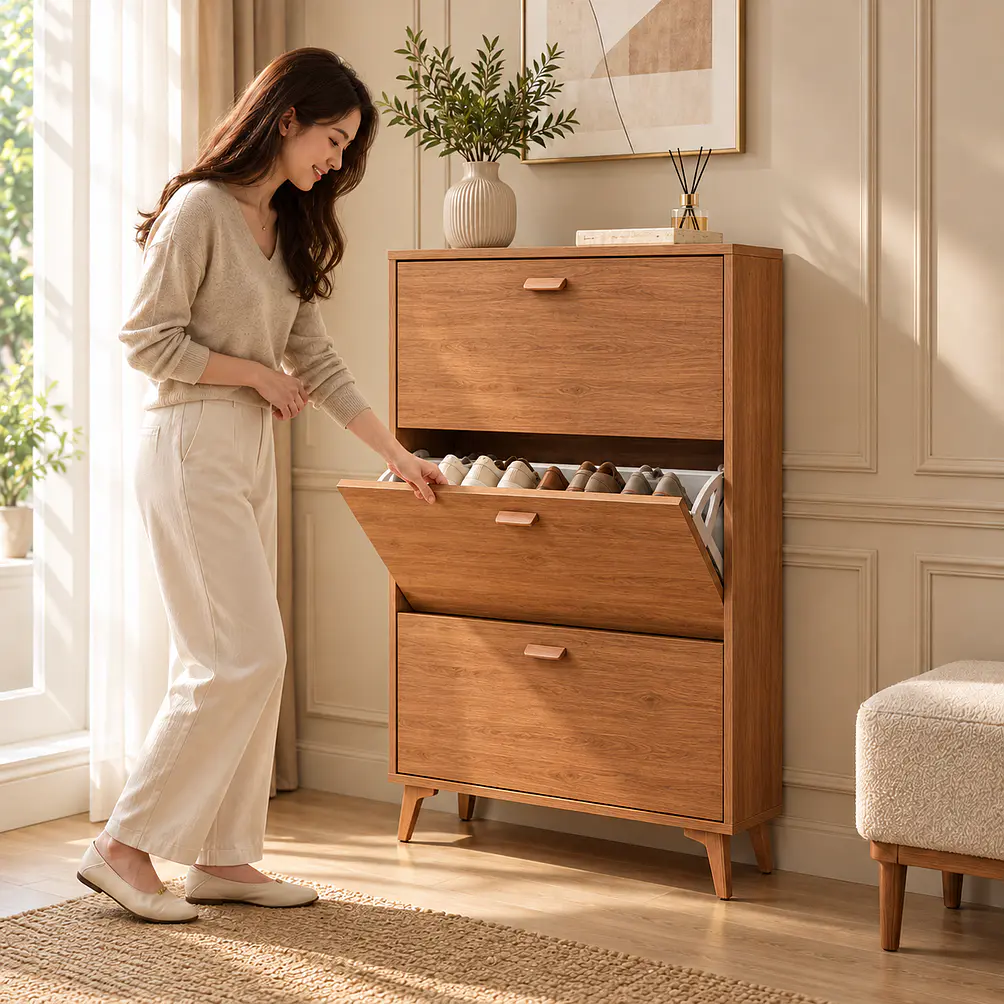 Mueble Zapatero Organizador 3 Niveles diseño Madera 3