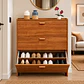 Mueble Zapatero Organizador 3 Niveles con Doble Compartimiento por Cajón / diseño Madera - Miniatura 1