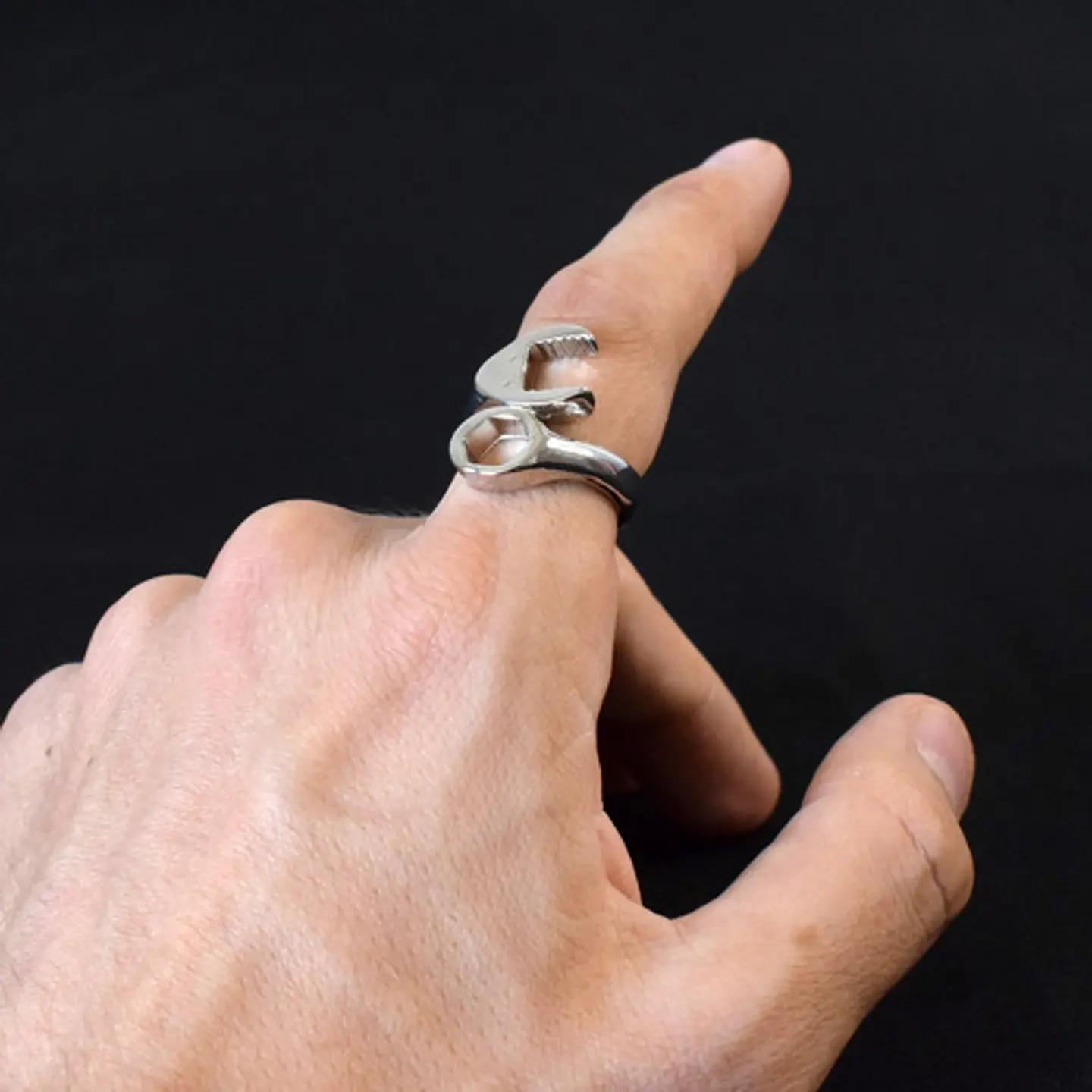Anillo Con Diseño Acero Inoxidable Unisex Llave Mecánico 4