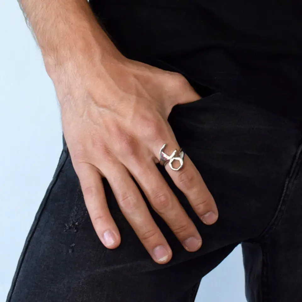 Anillo Con Diseño Acero Inoxidable Unisex Llave Mecánico 7