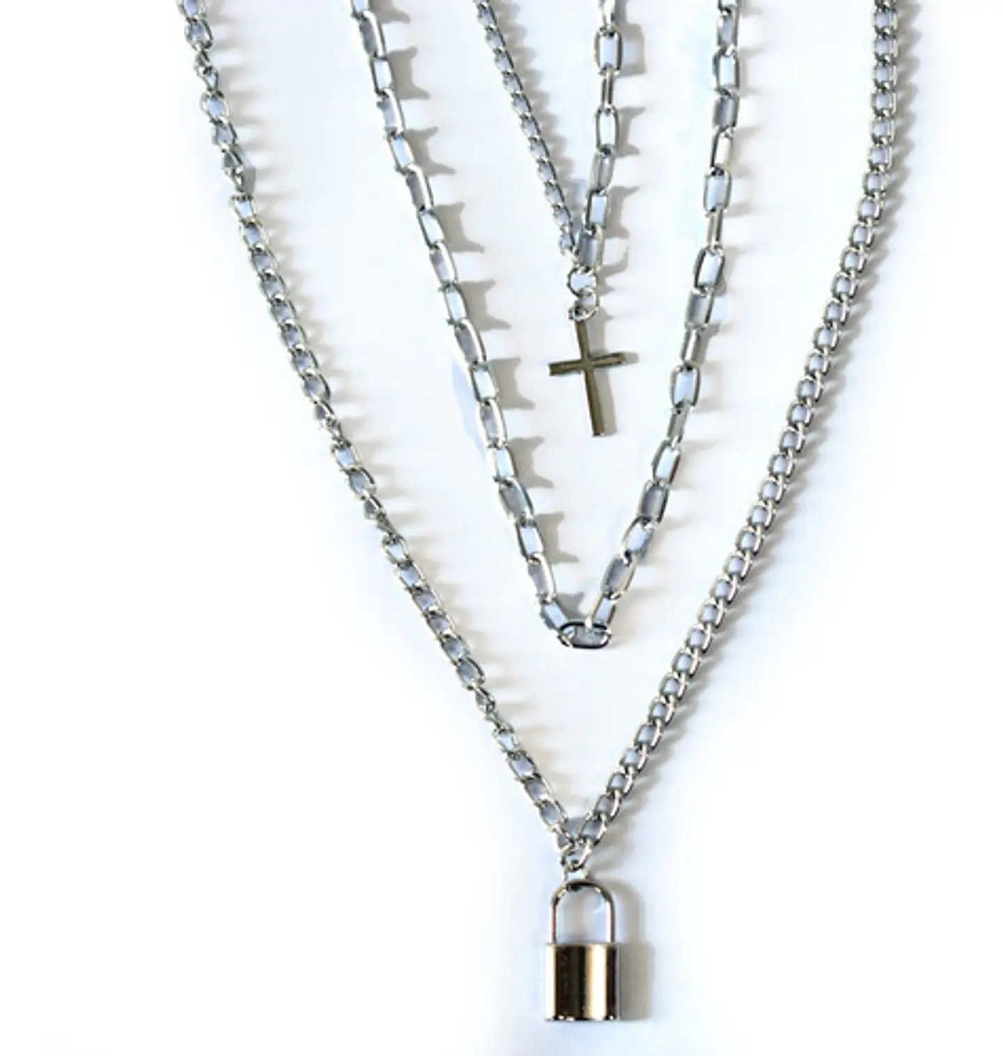 Cadena Collar Unisex Estilo Hip Hop Acero Colgantes 3 En 1 2
