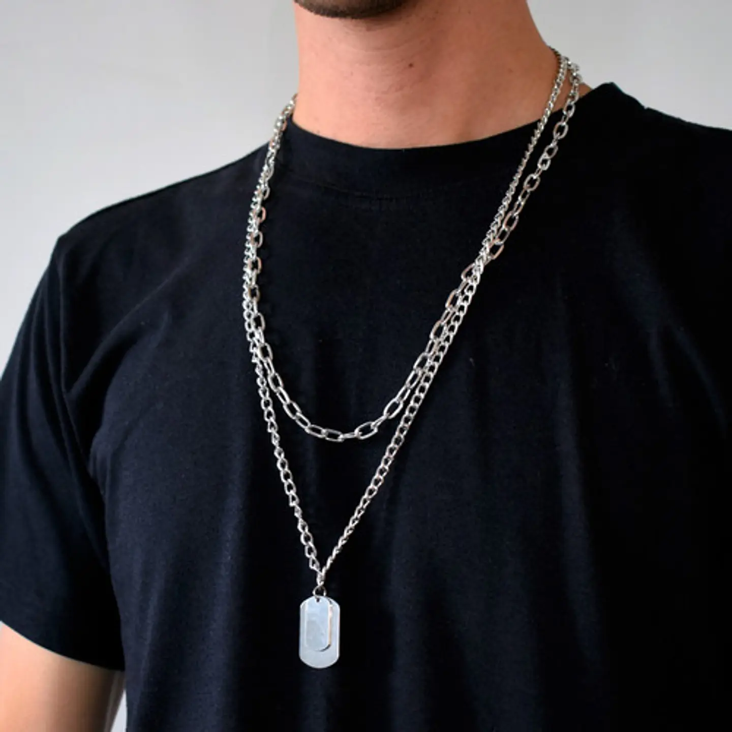 Cadena Collar Unisex Estilo Hip Hop Acero Colgantes 3 En 1 18