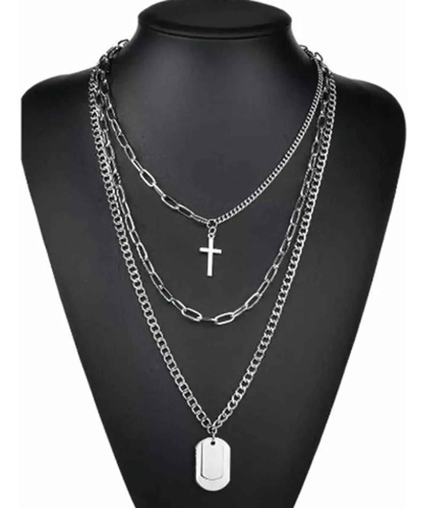 Cadena Collar Unisex Estilo Hip Hop Acero Colgantes 3 En 1 21