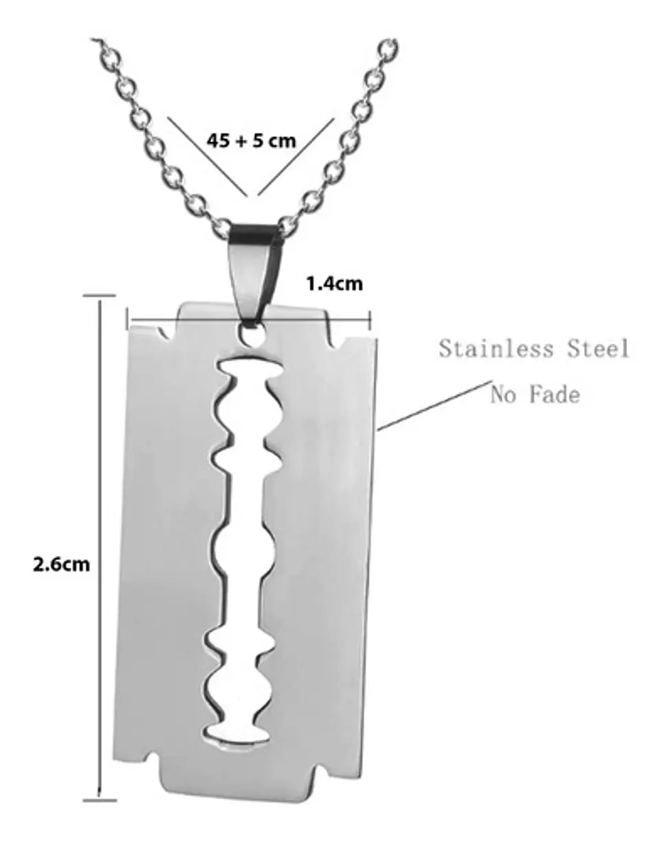 Collar Hoja De Afeitar Acero Inoxidable Cuchillas Colgante 2