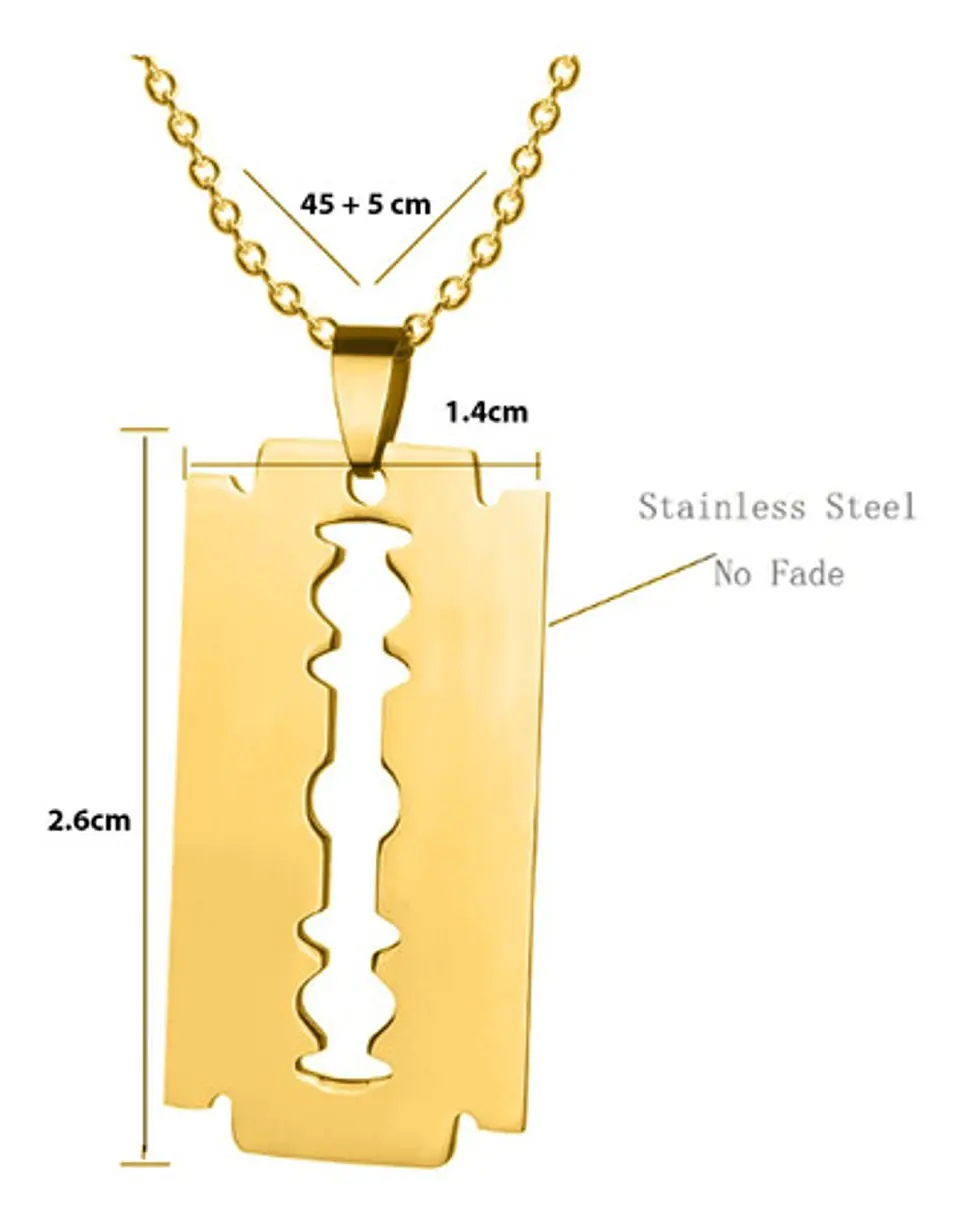 Collar Hoja De Afeitar Acero Inoxidable Cuchillas Colgante 7