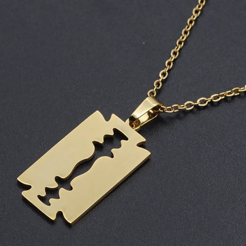 Collar Hoja De Afeitar Acero Inoxidable Cuchillas Colgante 8