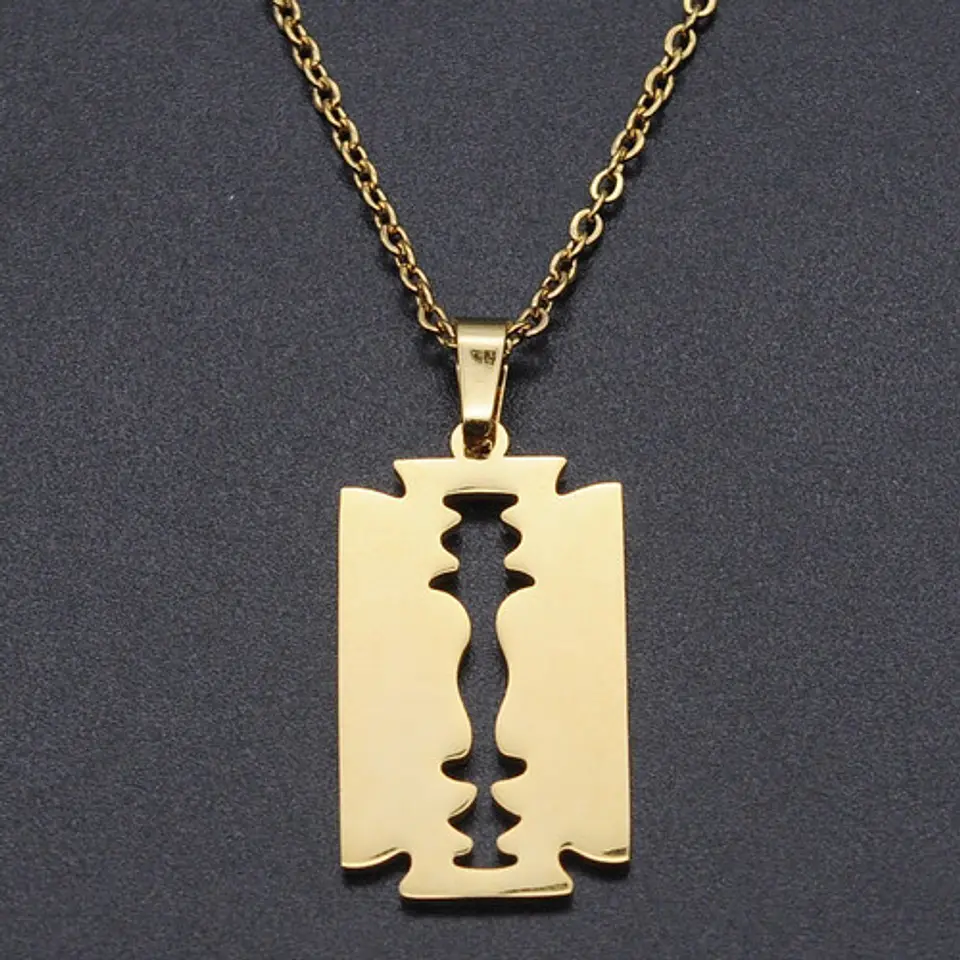Collar Hoja De Afeitar Acero Inoxidable Cuchillas Colgante 9