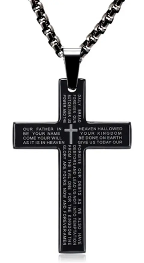 Collar Cruz Oración Hombres Caballeros Moda Masculina Acero
