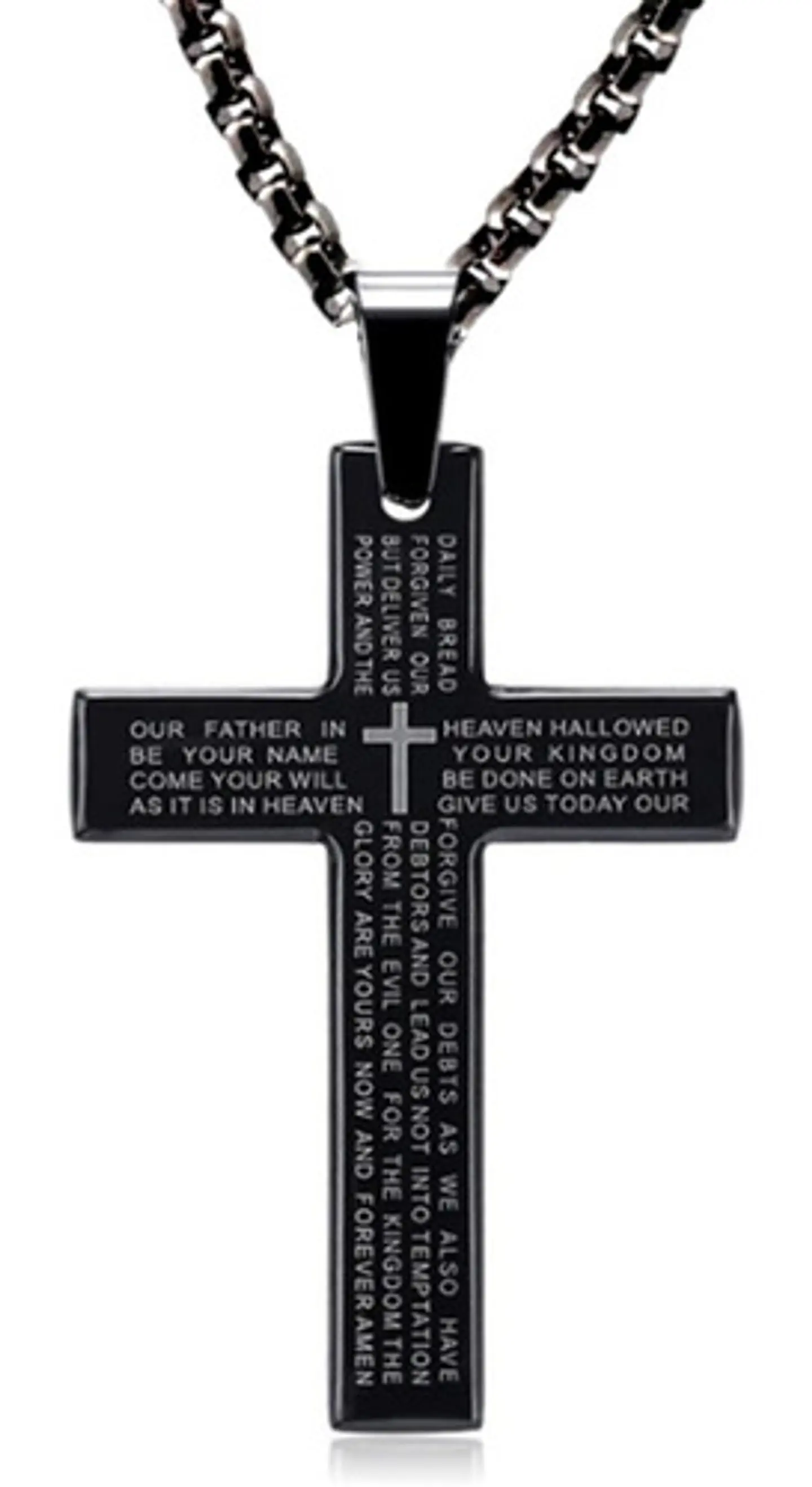 Collar Cruz Oración Hombres Caballeros Moda Masculina Acero 1