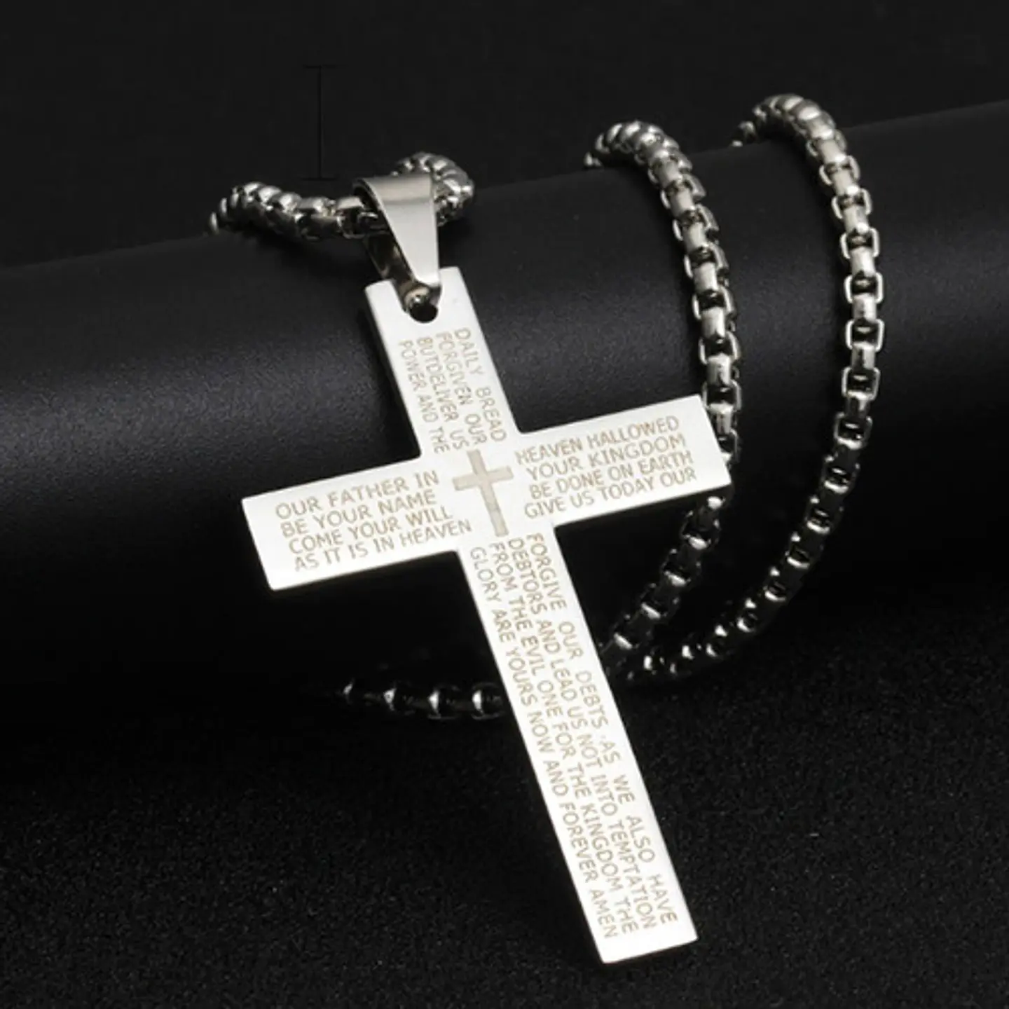 Collar Cruz Oración Hombres Caballeros Moda Masculina Acero 15