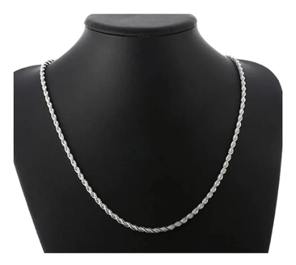 Cadena Torbillon Chapado Plata 925 60cm y 50cm 4mm 23g Collar Hombre 2