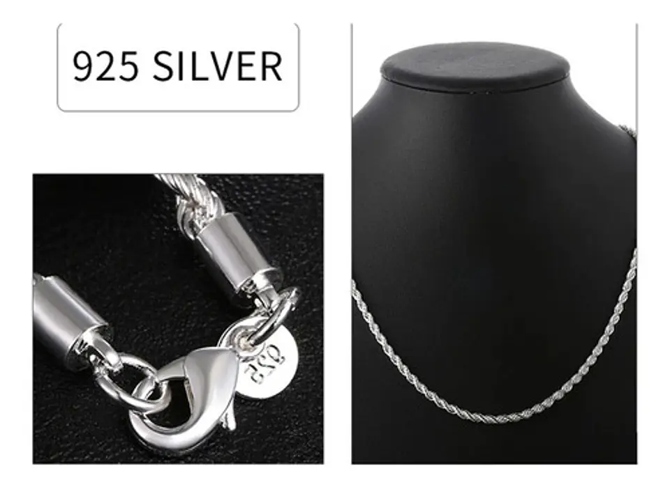 Cadena Torbillon Chapado Plata 925 60cm y 50cm 4mm 23g Collar Hombre 3