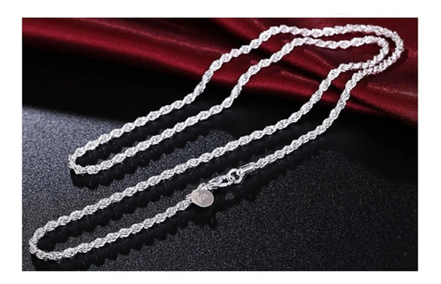 Cadena Torbillon Chapado Plata 925 60cm y 50cm 4mm 23g Collar Hombre 4