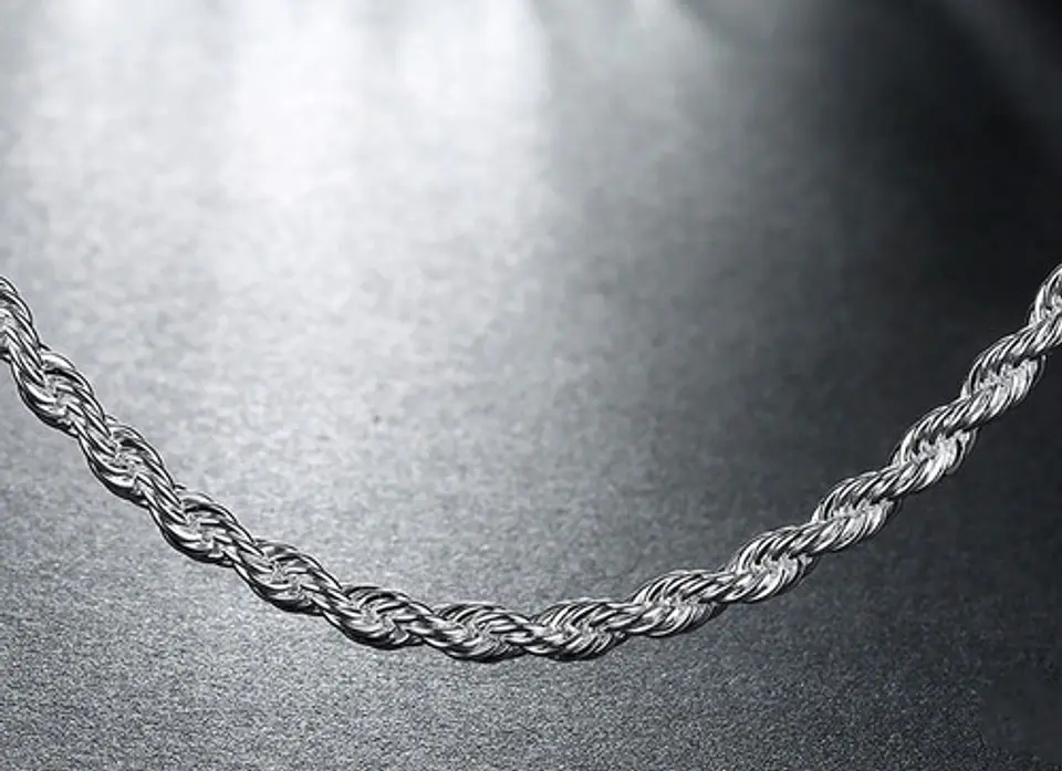 Cadena Torbillon Chapado Plata 925 60cm y 50cm 4mm 23g Collar Hombre 5