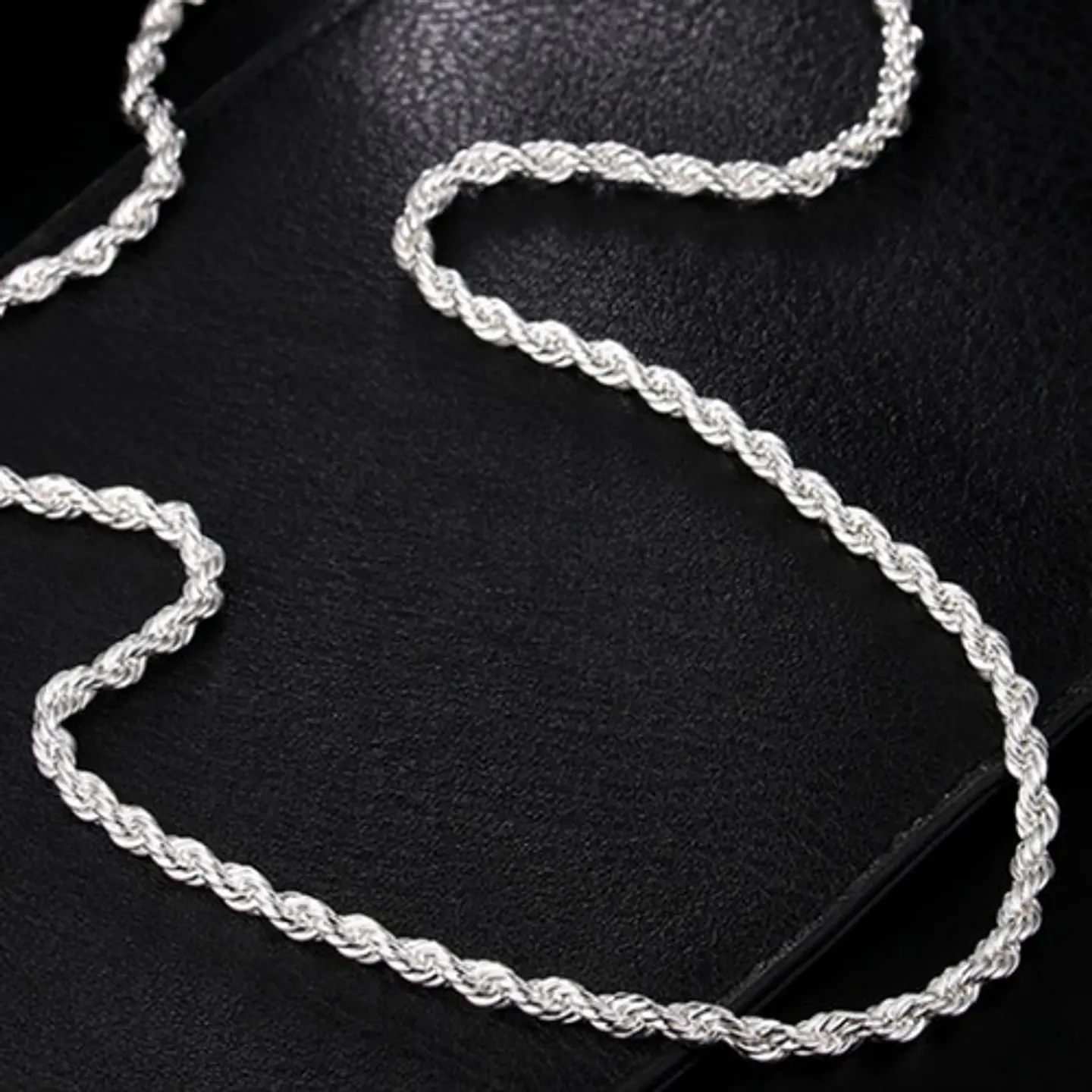 Cadena Torbillon Chapado Plata 925 60cm y 50cm 4mm 23g Collar Hombre 6